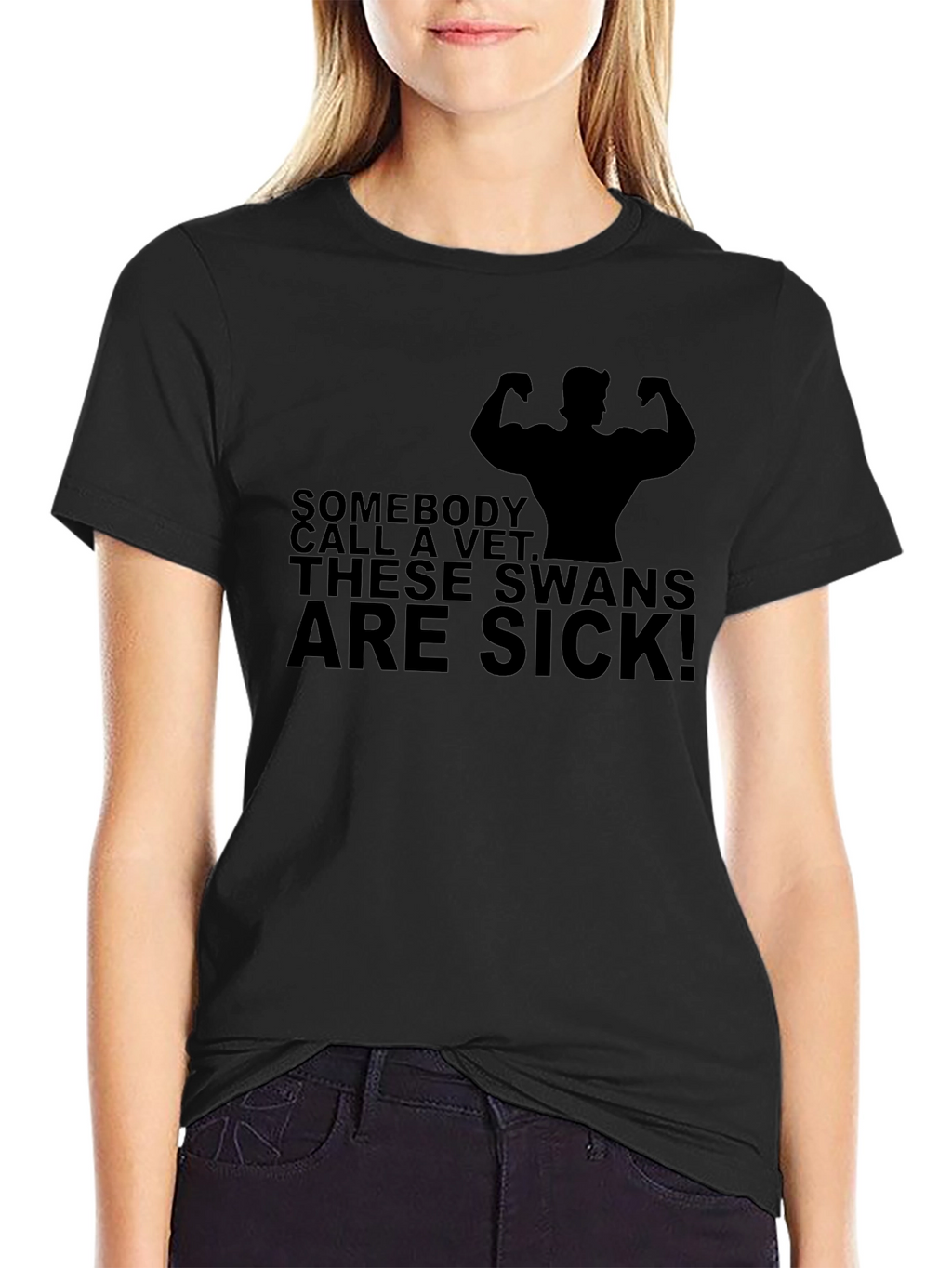 Sick Swans Graphic T-Shirt - Black