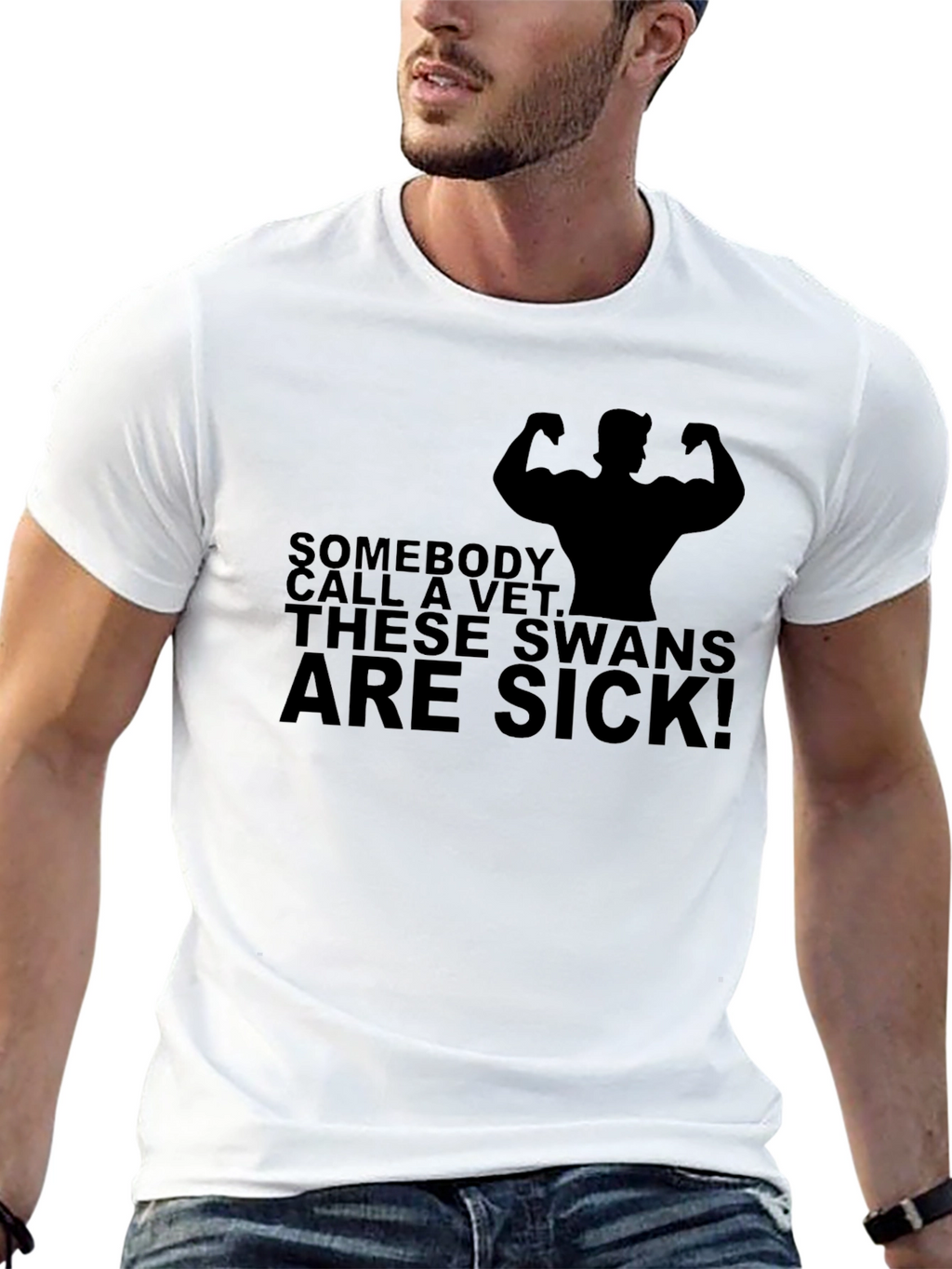 Sick Swans Graphic T-Shirt - Black