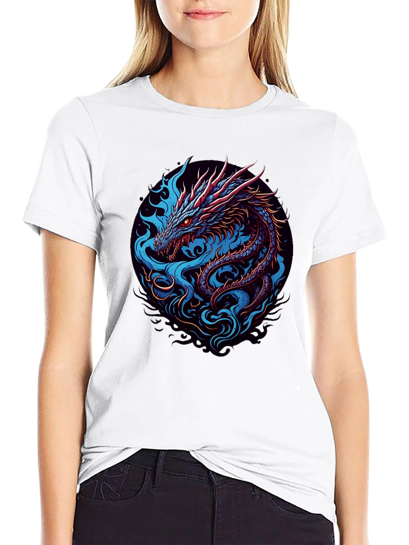 Dragon Graphic Tee - Black Cotton T-Shirt