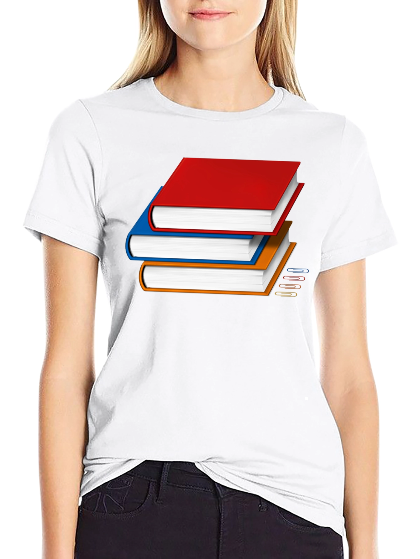 Book Stack Graphic T-Shirt - Novelty Reader Tee