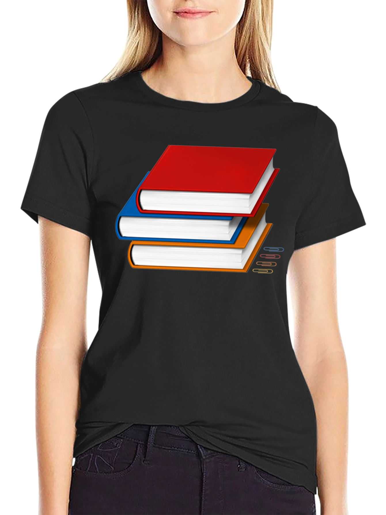 Book Stack Graphic T-Shirt - Novelty Reader Tee