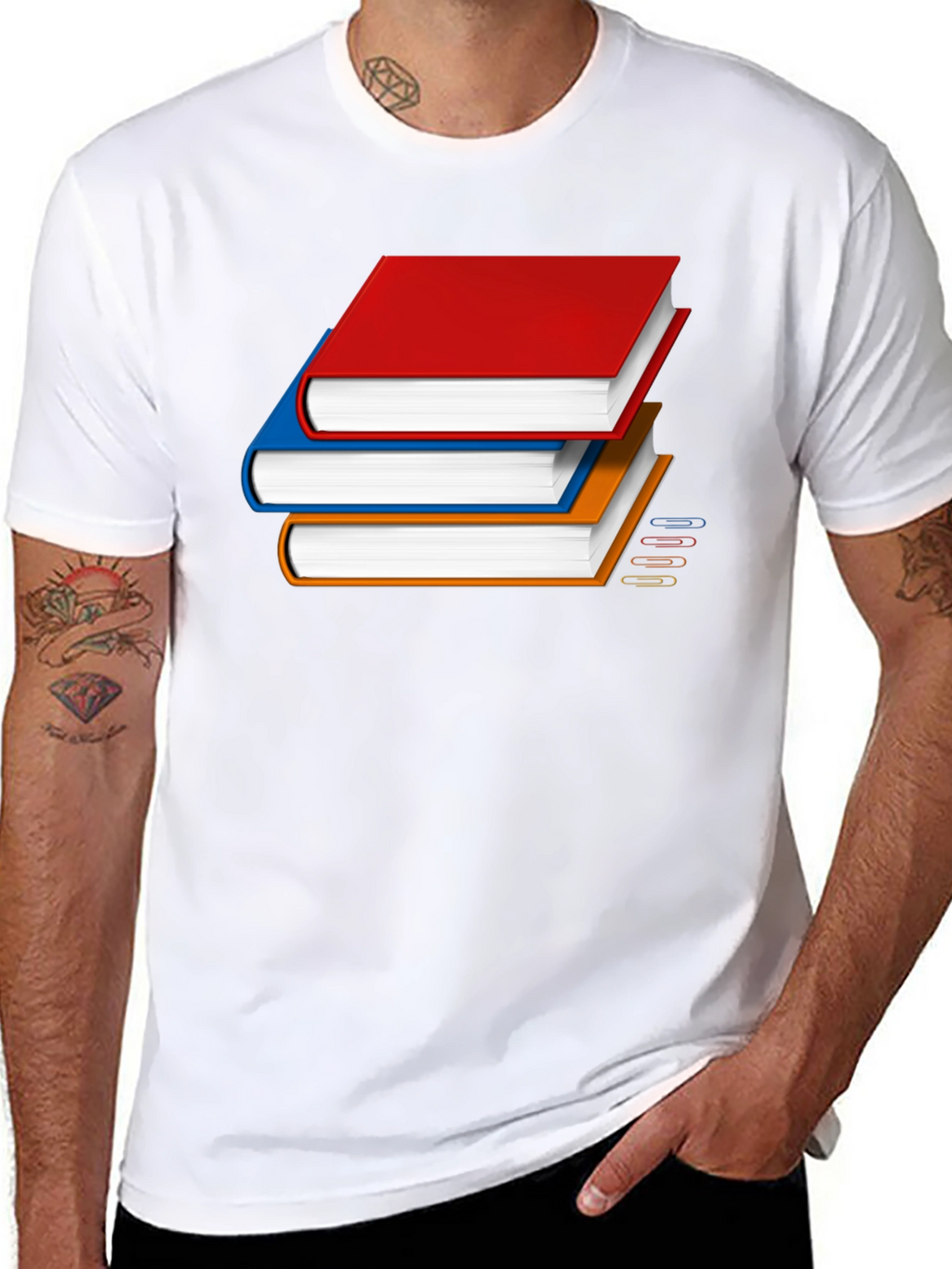 Book Stack Graphic T-Shirt - Novelty Reader Tee