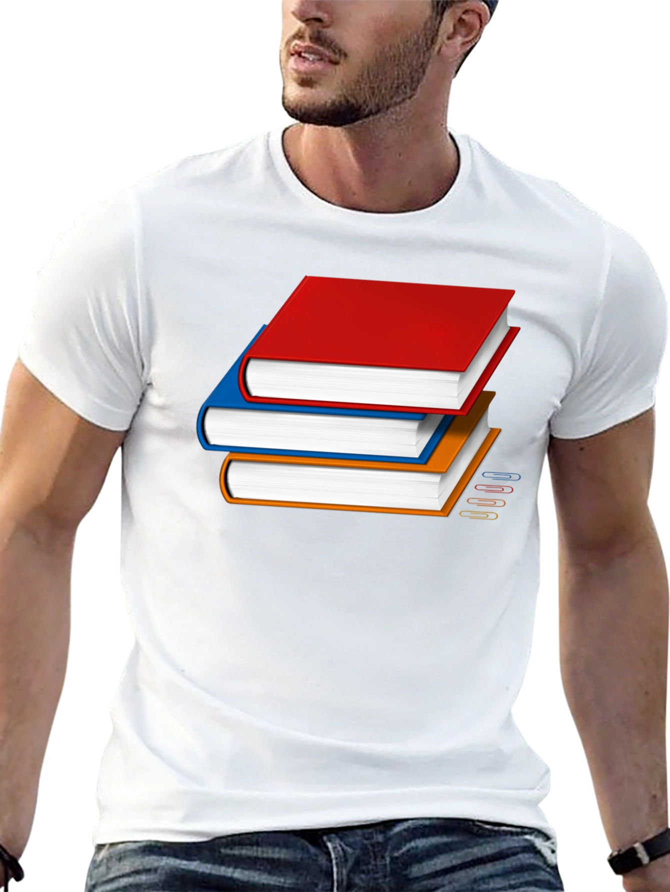 Book Stack Graphic T-Shirt - Novelty Reader Tee