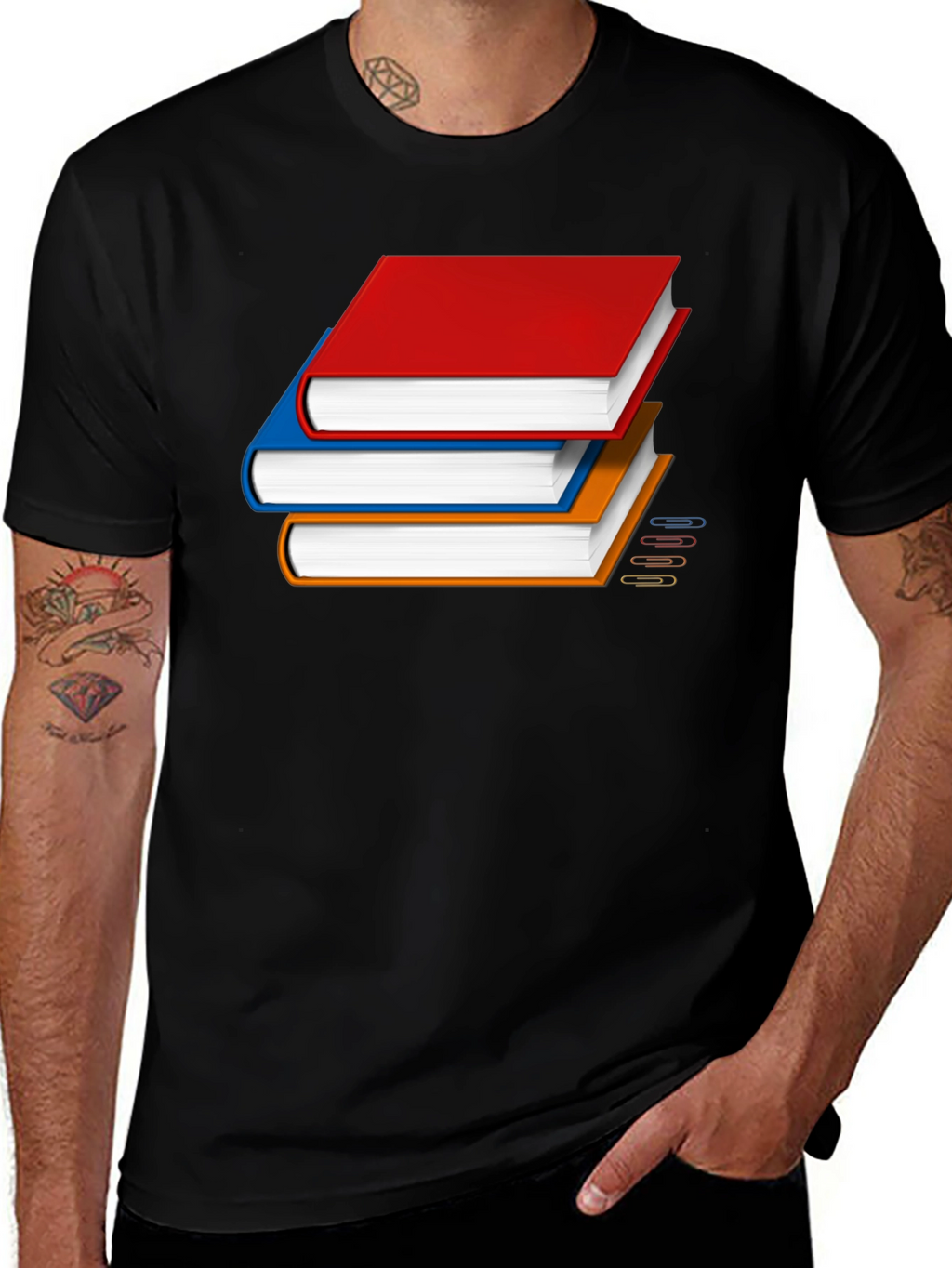 Book Stack Graphic T-Shirt - Novelty Reader Tee