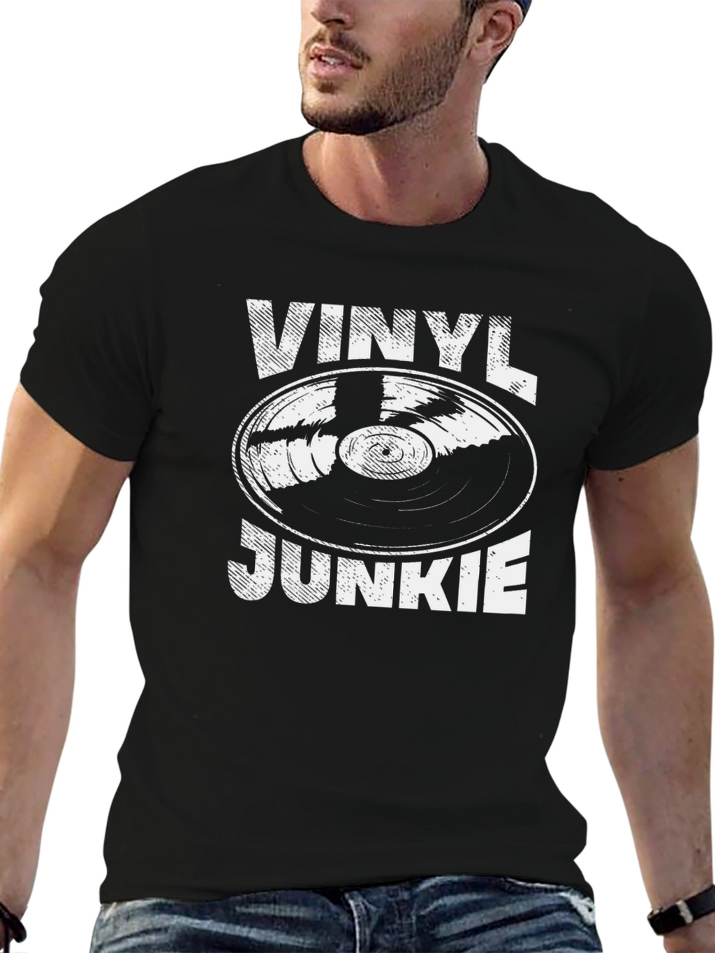 Vinyl Junkie Graphic T-Shirt - Music Lover Tee