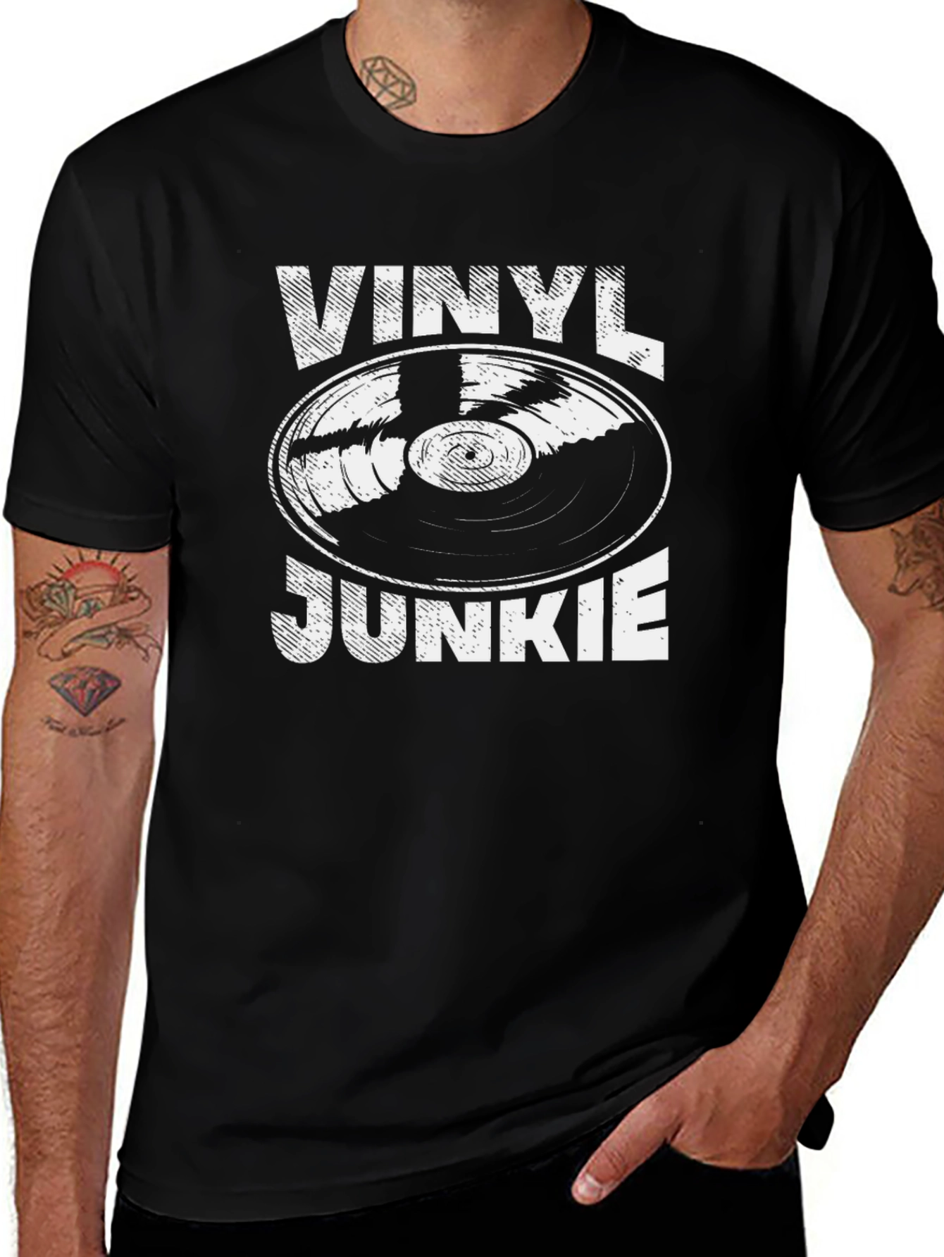 Vinyl Junkie Graphic T-Shirt - Music Lover Tee