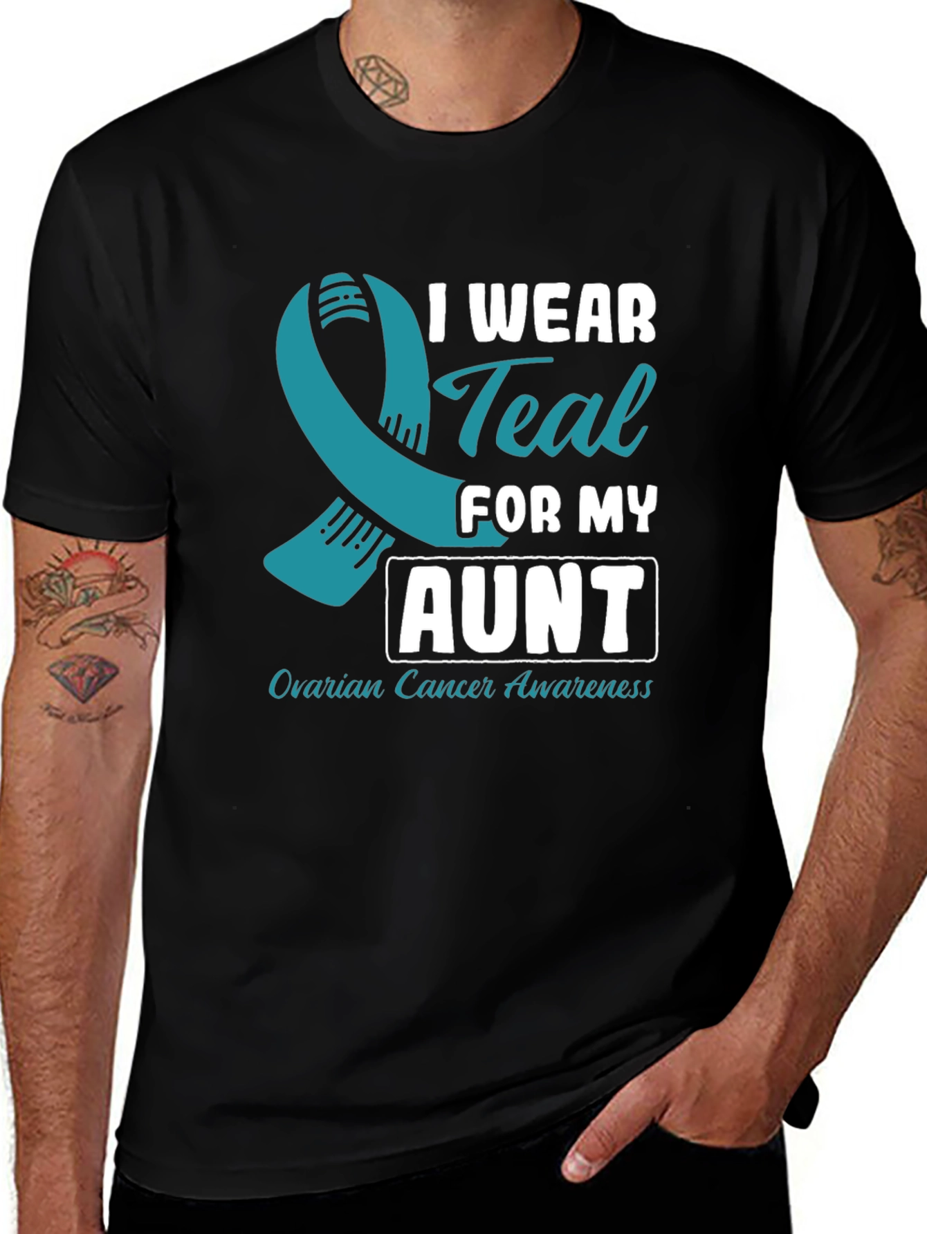 Ovarian Cancer Awareness T-Shirt - I Wear Teal For My Aunt