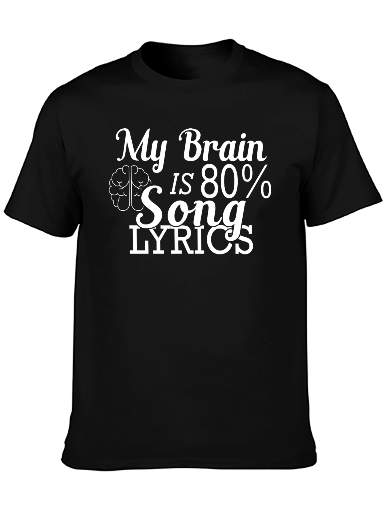Funny Brain Song Lyrics Mens Black T-Shirt