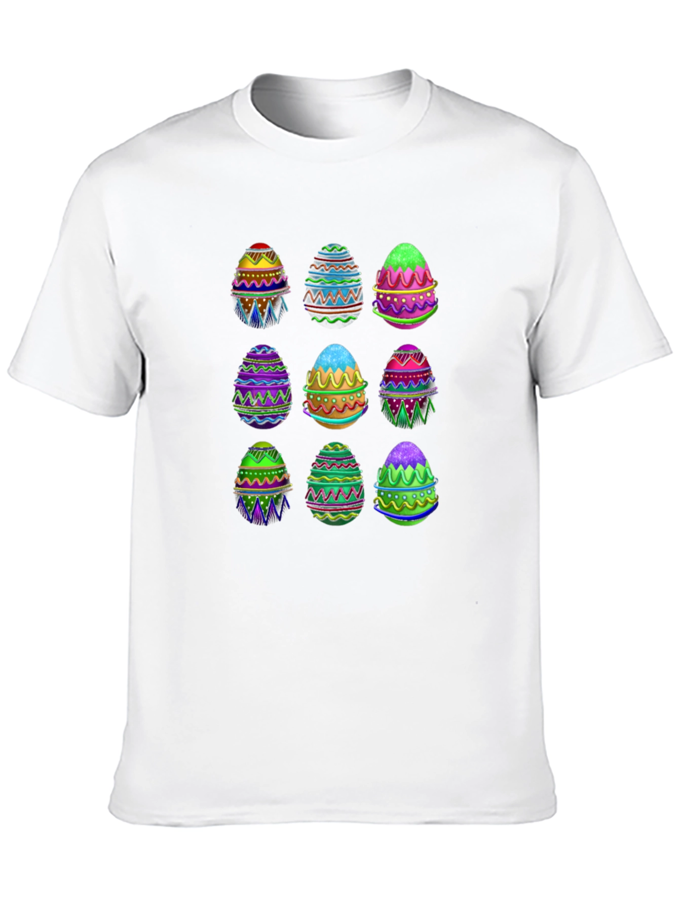 Easter Egg Pattern Black T-Shirt