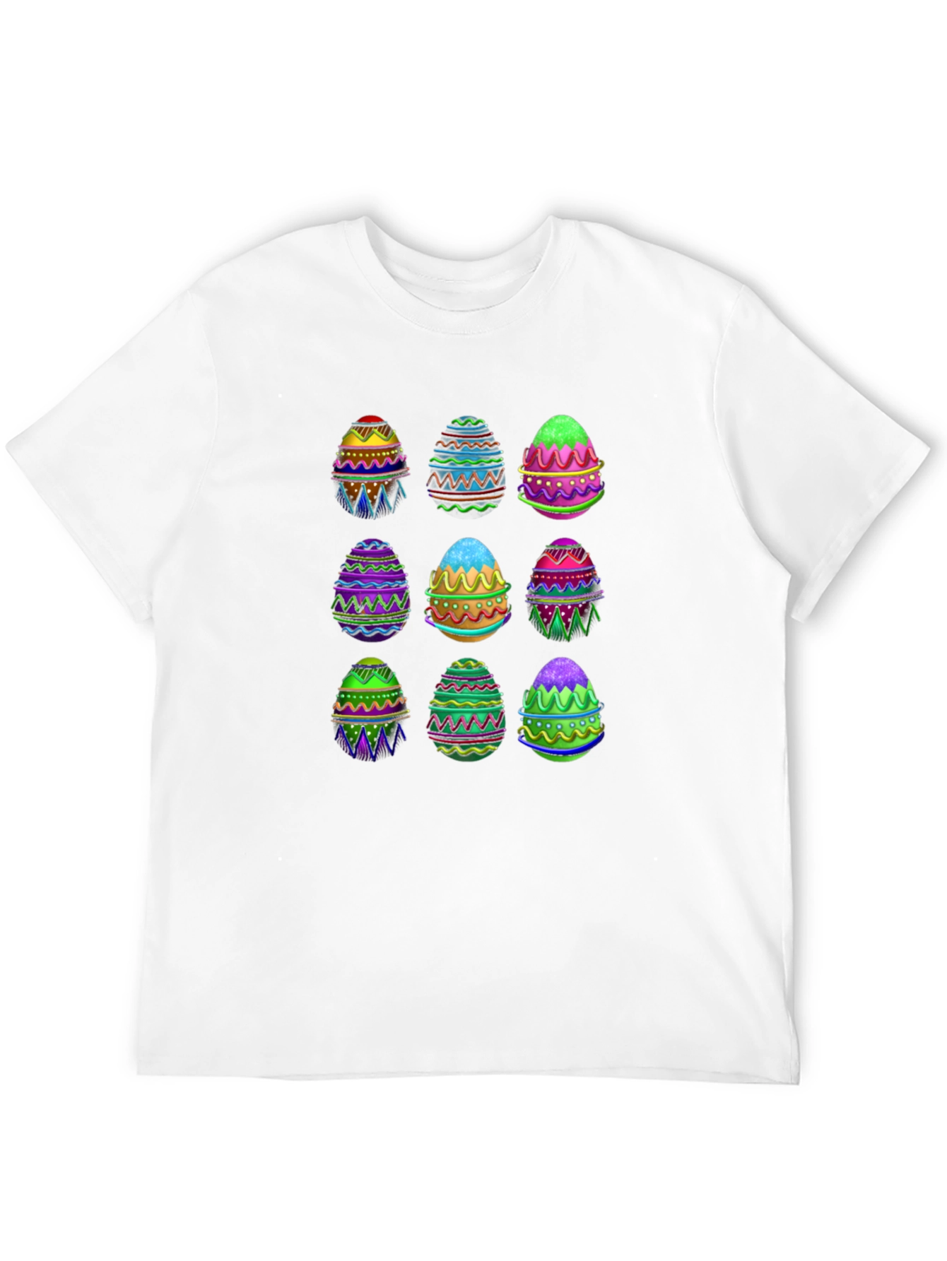 Easter Egg Pattern Black T-Shirt