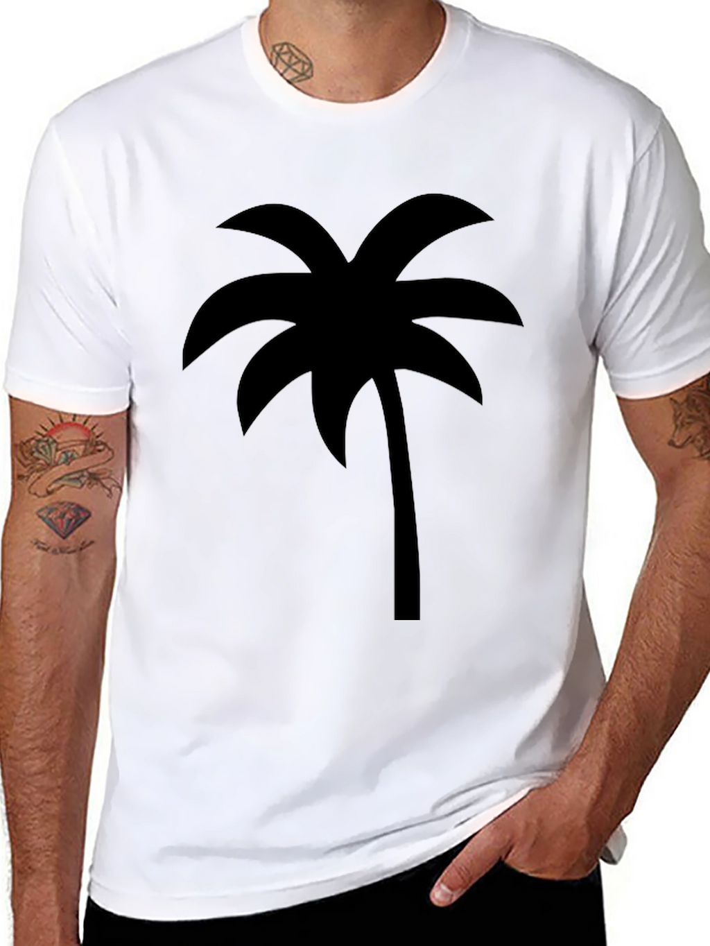 Tropical Palm Tree Graphic Tee - Casual Black T-Shirt