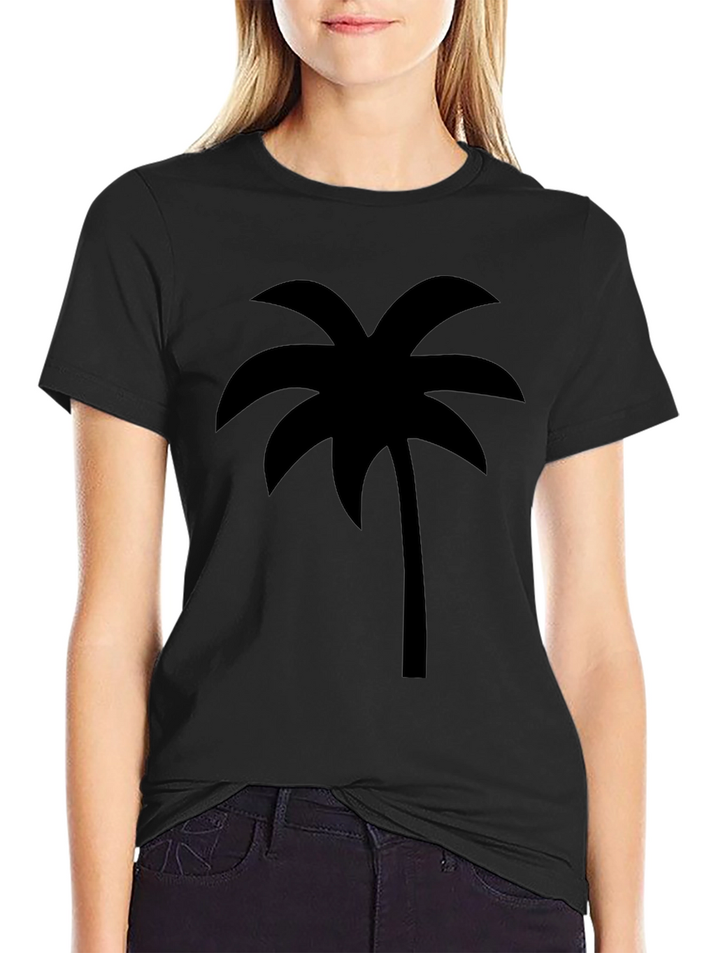 Tropical Palm Tree Graphic Tee - Casual Black T-Shirt