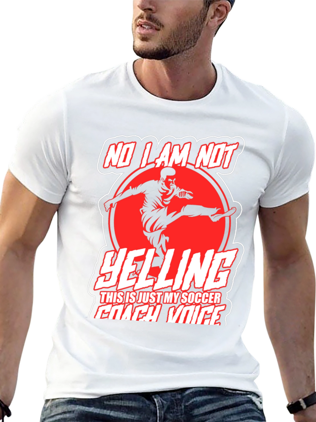 Funny Soccer Coach T-Shirt - No Im Not Yelling