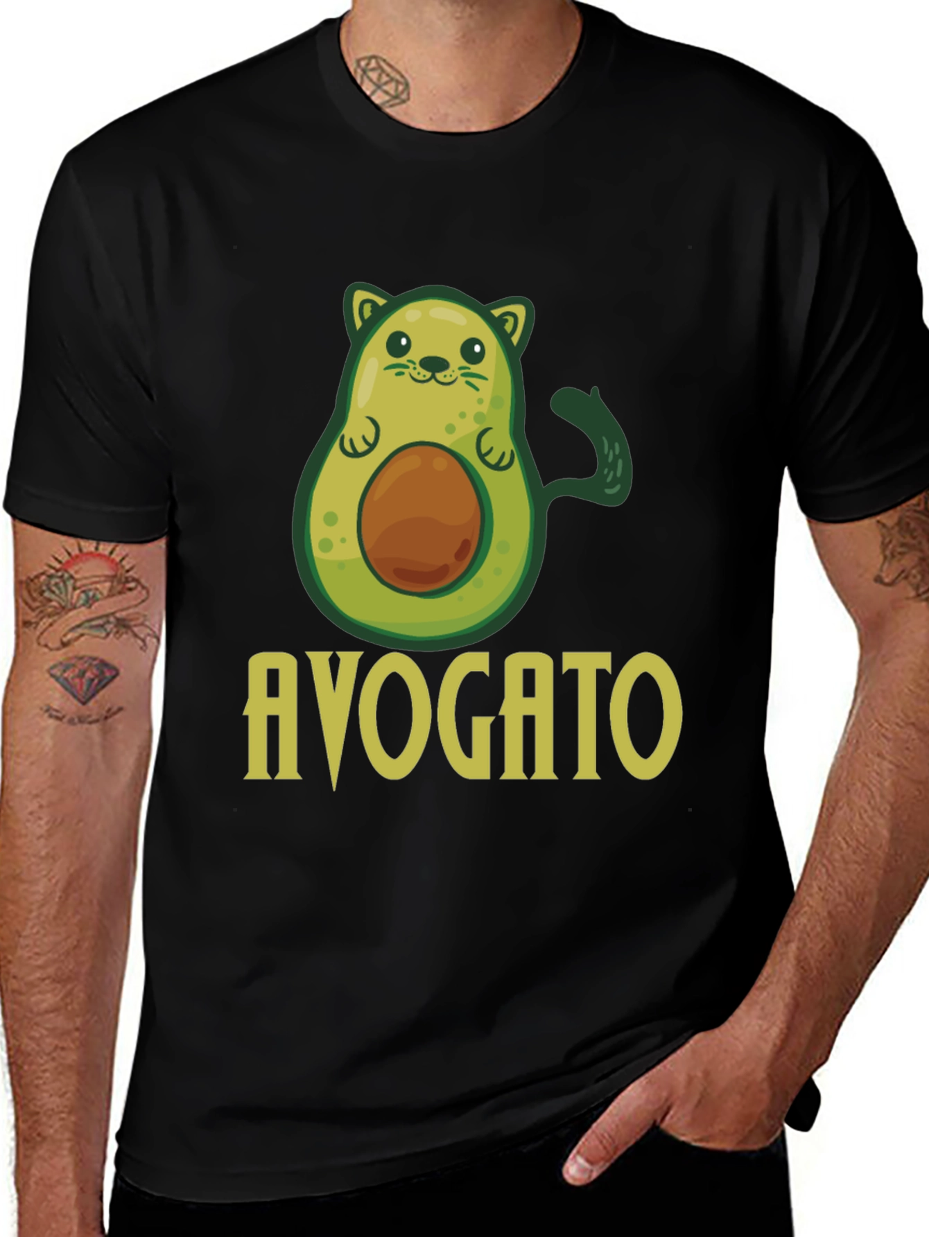 Avogato T-Shirt - Avocado Cat Pun Graphic Tee
