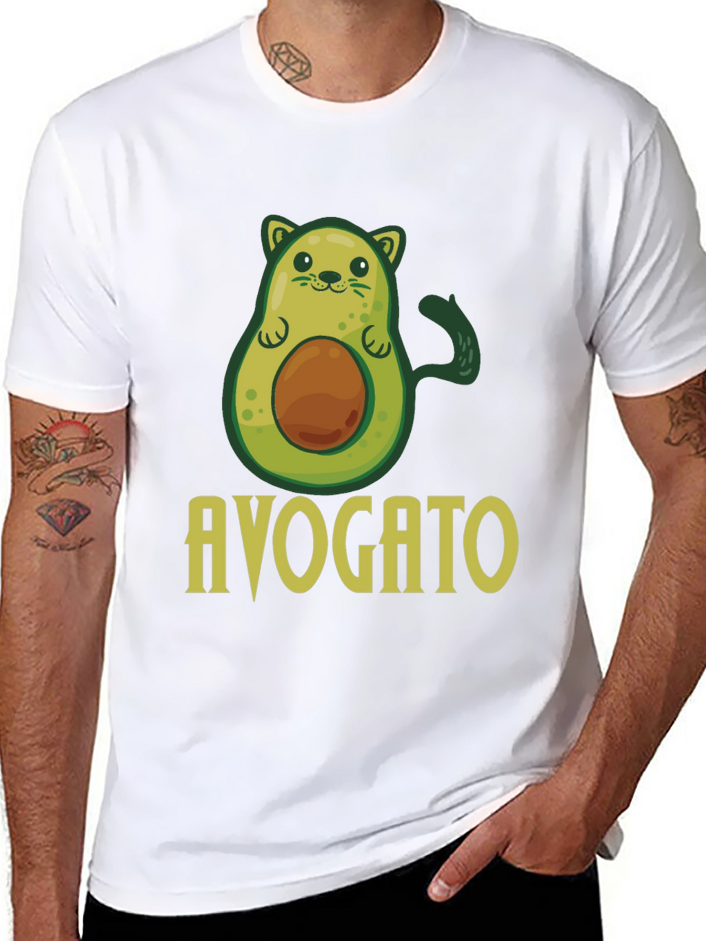 Avogato T-Shirt - Avocado Cat Pun Graphic Tee