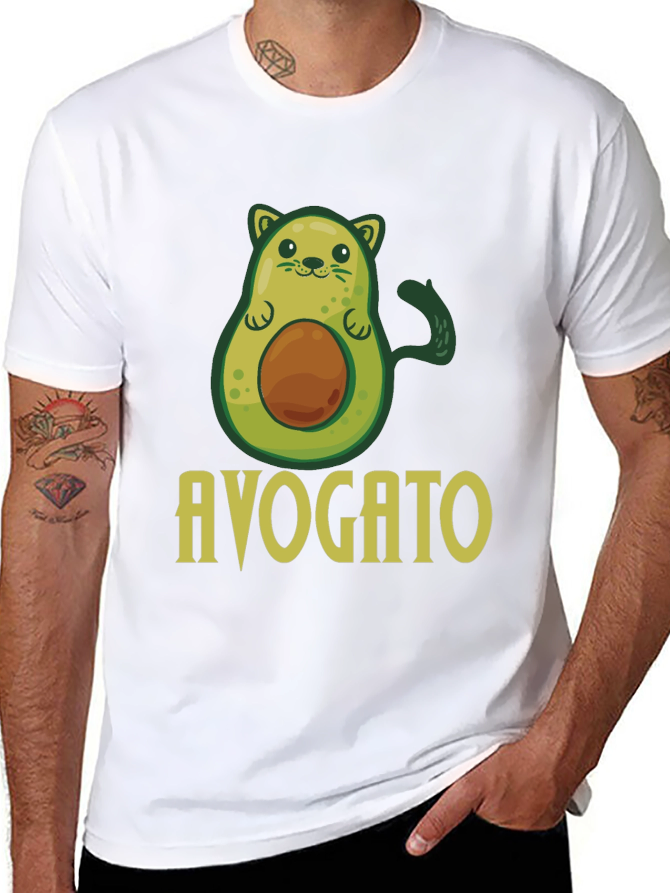 Avogato T-Shirt - Avocado Cat Pun Graphic Tee