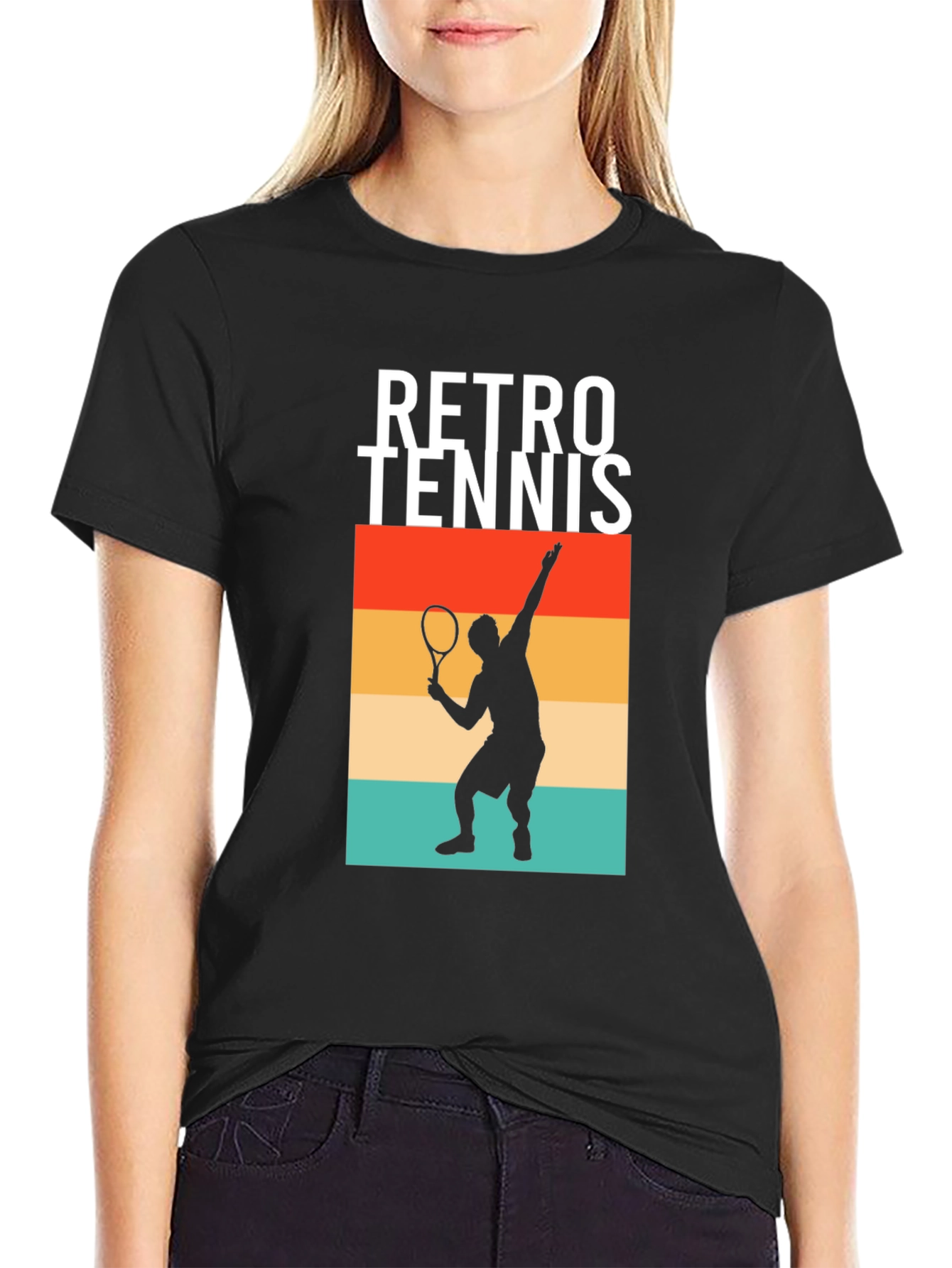 Retro Tennis Player Graphic Tee - Vintage Style Sport T-Shirt