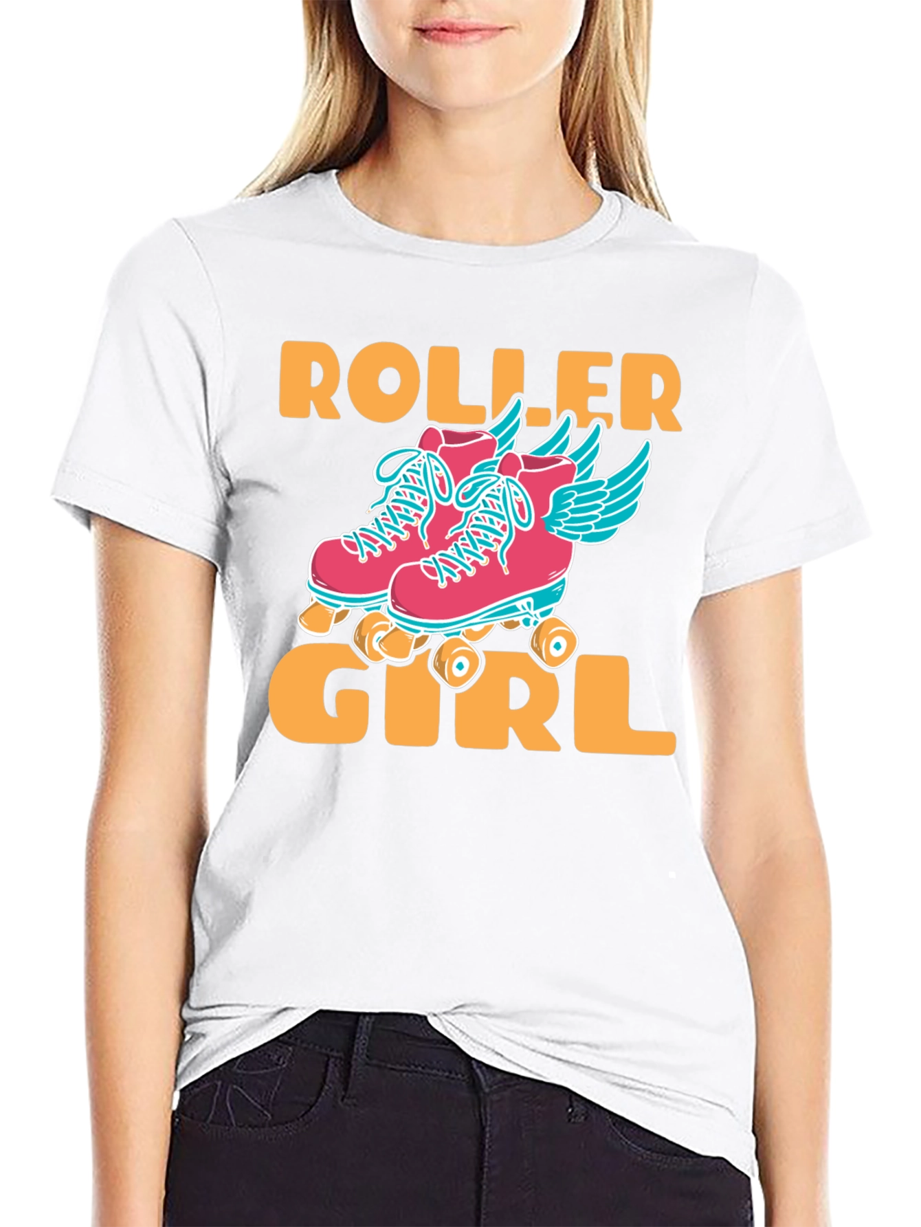 Roller Girl Graphic T-Shirt - Black