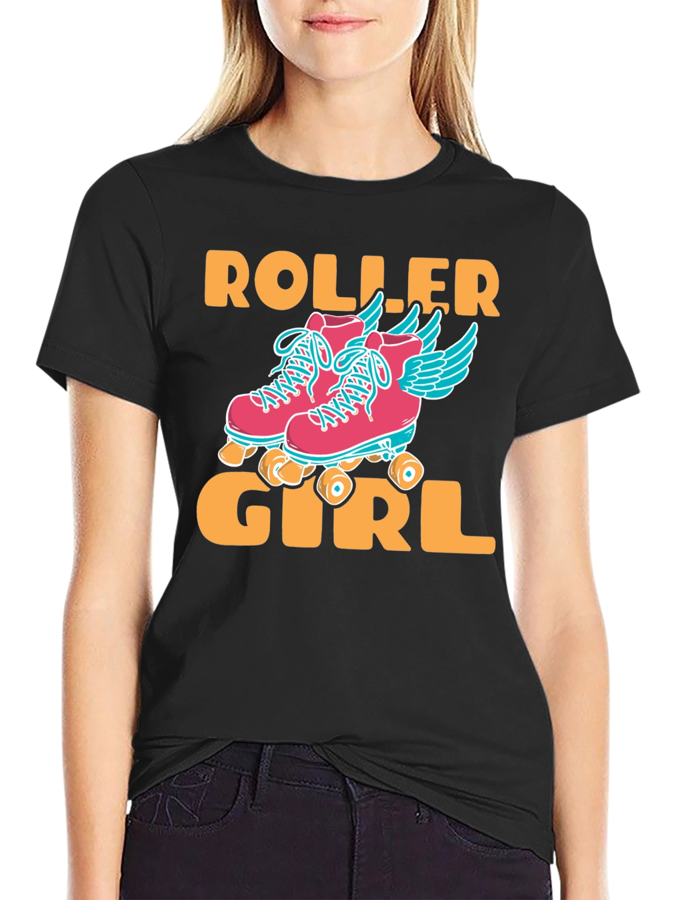 Roller Girl Graphic T-Shirt - Black