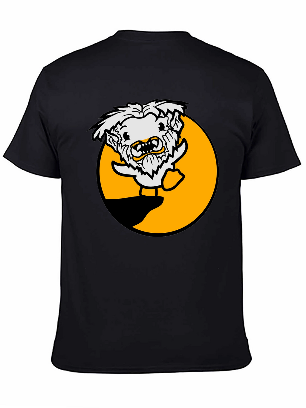 Funny Cartoon Monster Black T-Shirt