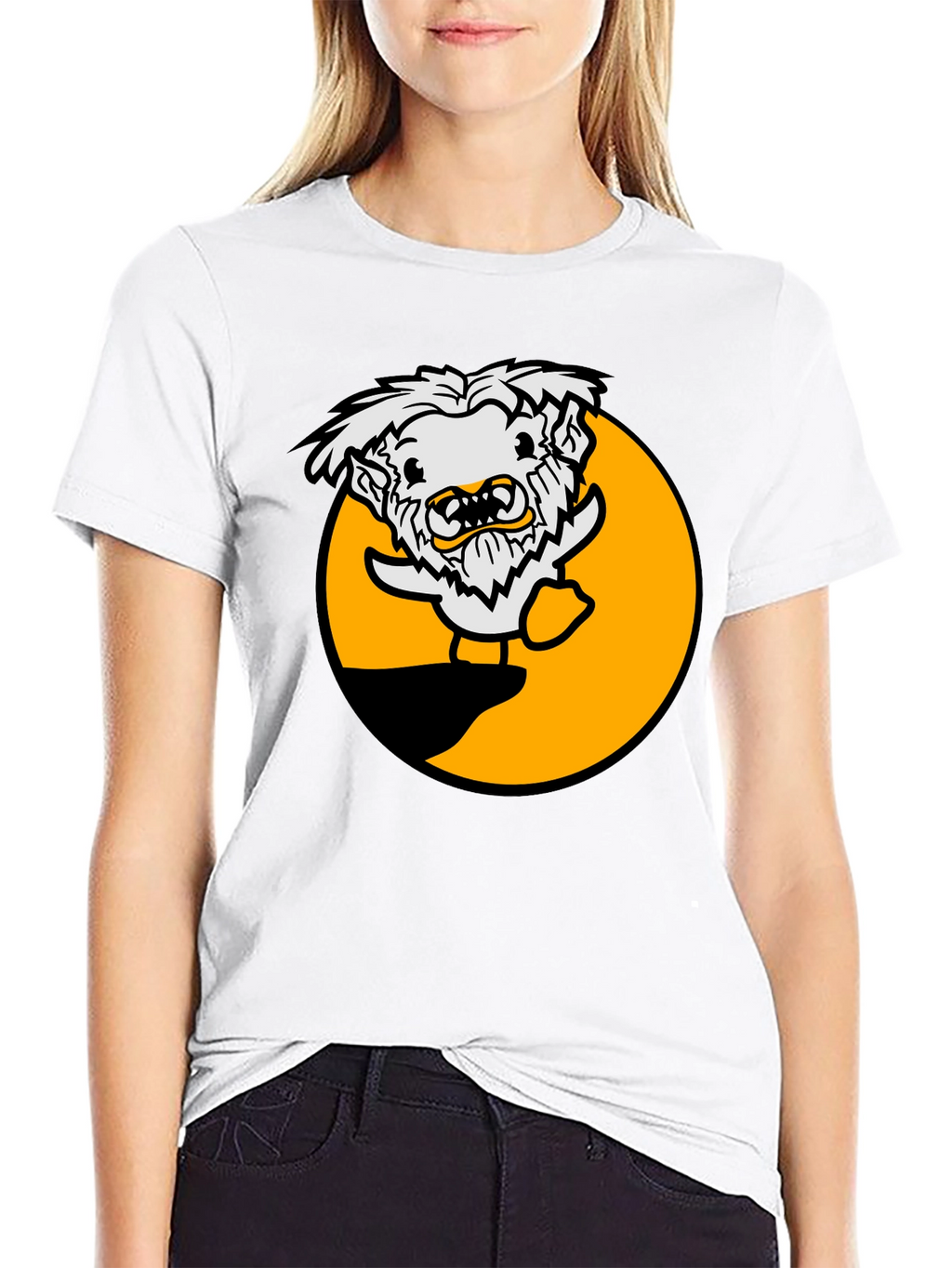 Funny Cartoon Monster Black T-Shirt
