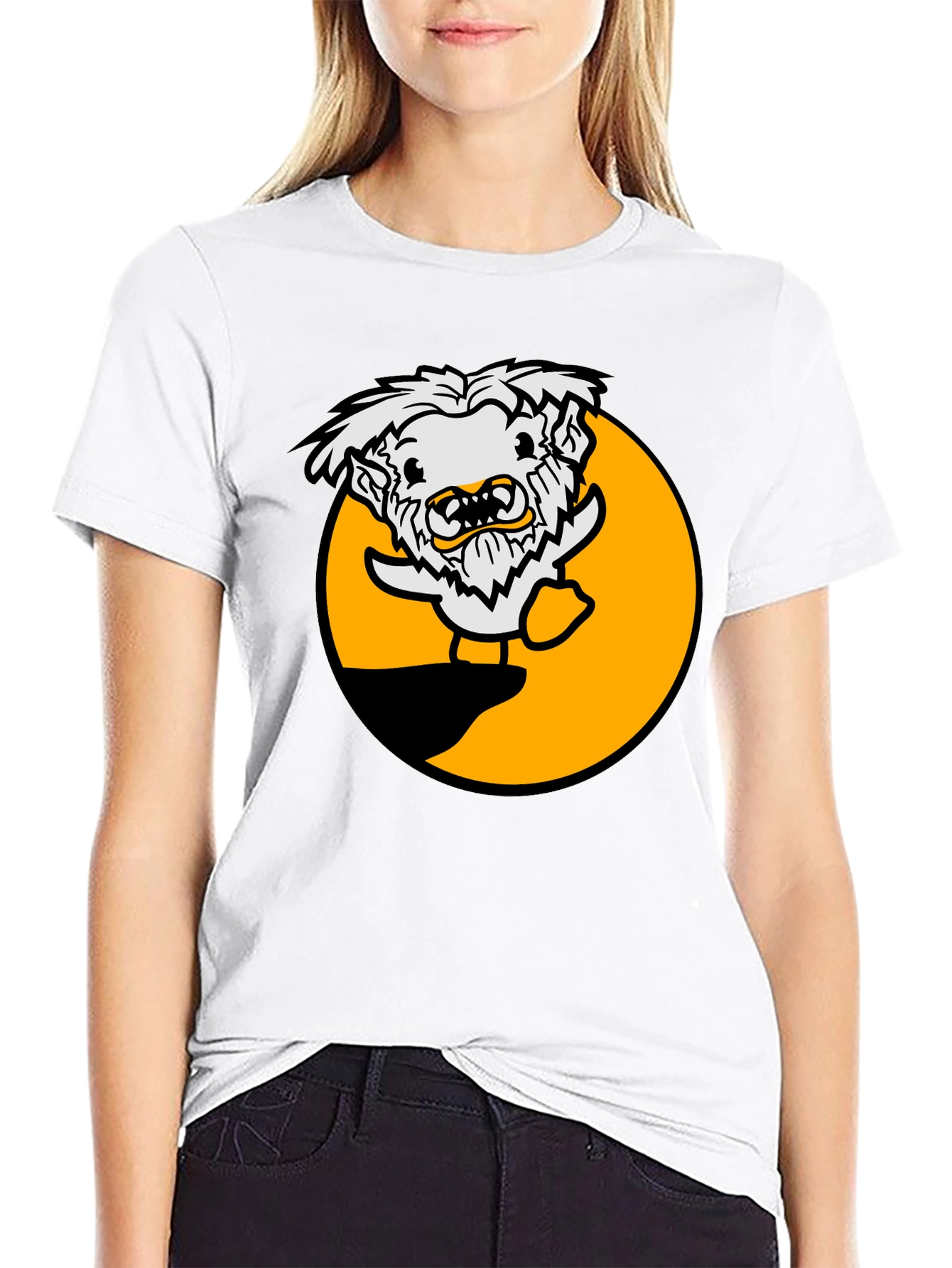 Funny Cartoon Monster Black T-Shirt