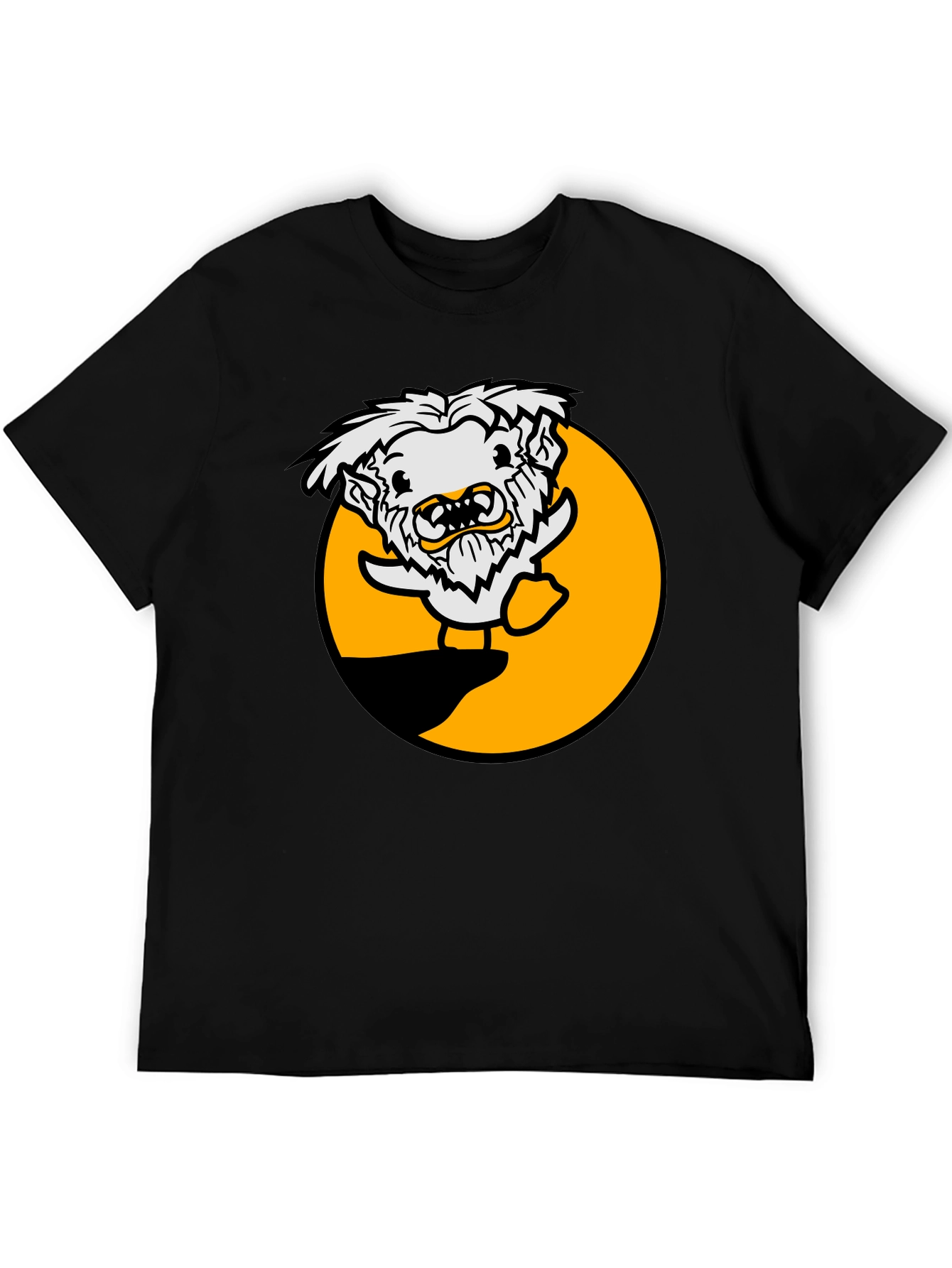 Funny Cartoon Monster Black T-Shirt