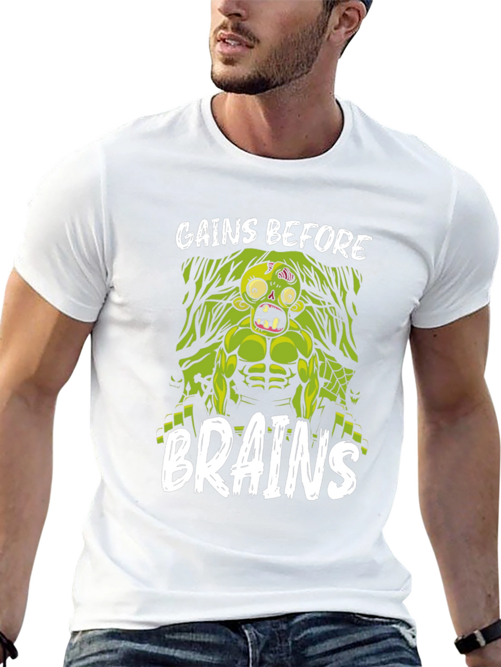 Gains Before Brains Zombie Workout T-Shirt