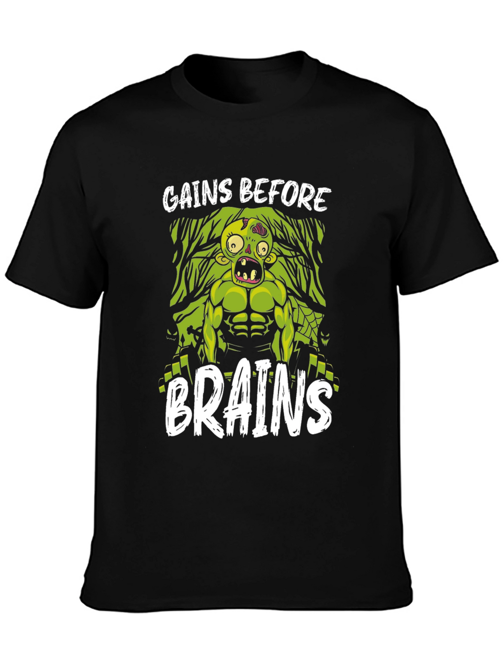 Gains Before Brains Zombie Workout T-Shirt