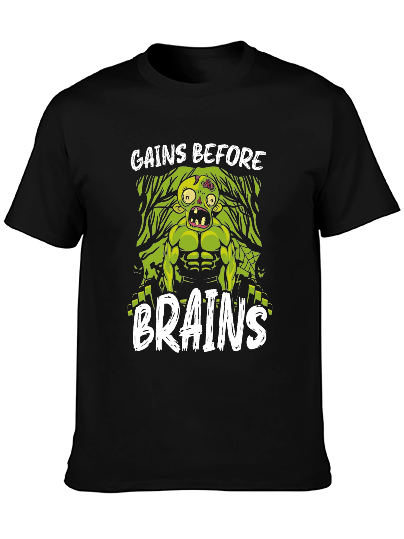 Gains Before Brains Zombie Workout T-Shirt