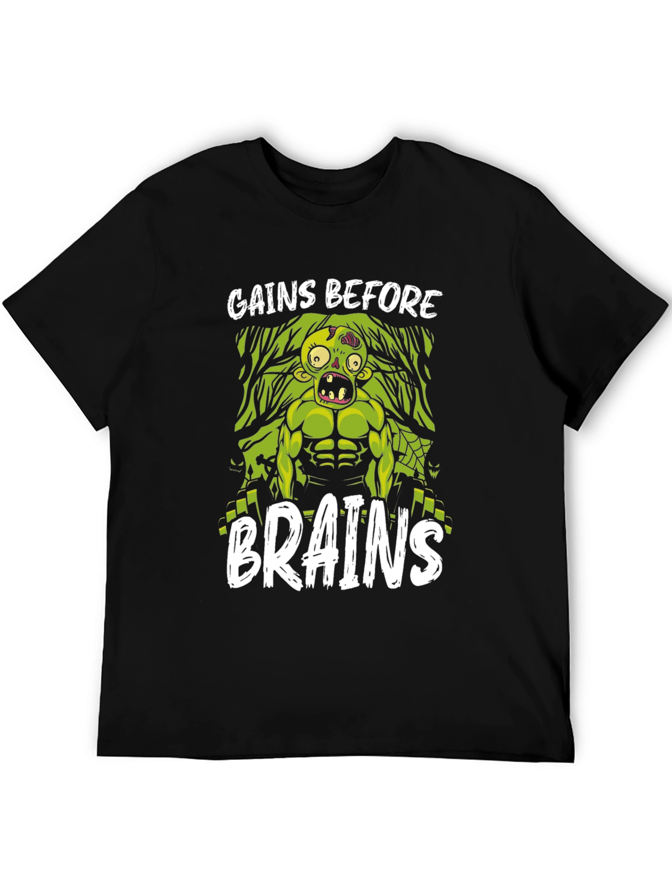 Gains Before Brains Zombie Workout T-Shirt