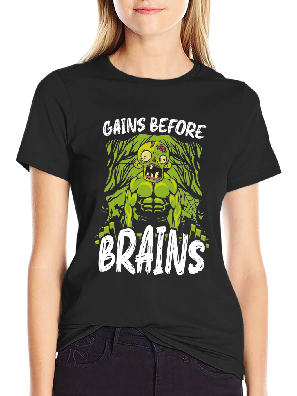 Gains Before Brains Zombie Workout T-Shirt