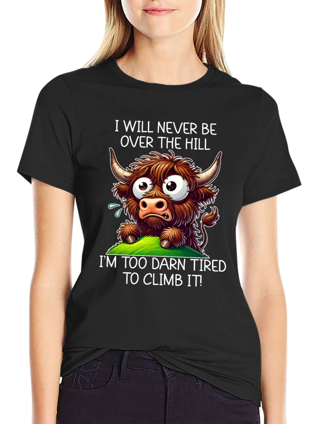 Funny Highland Cow Tired T-Shirt