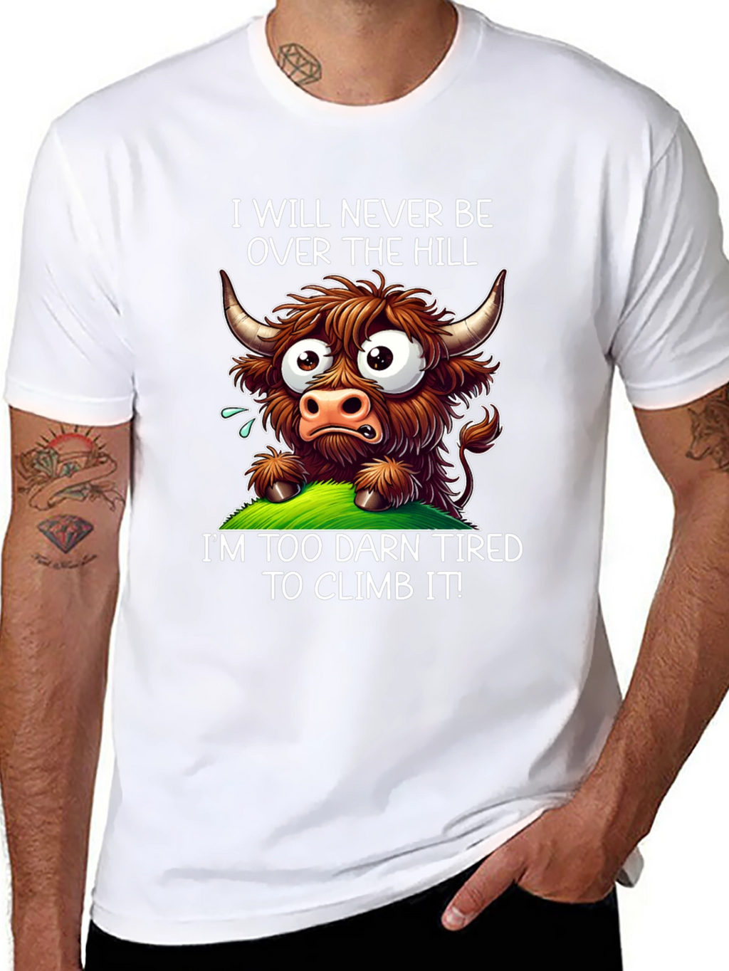 Funny Highland Cow Tired T-Shirt