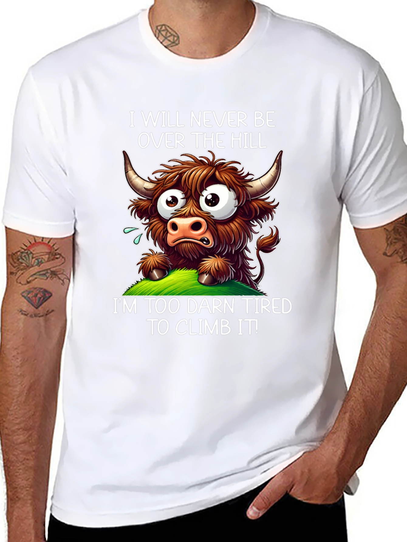 Funny Highland Cow Tired T-Shirt