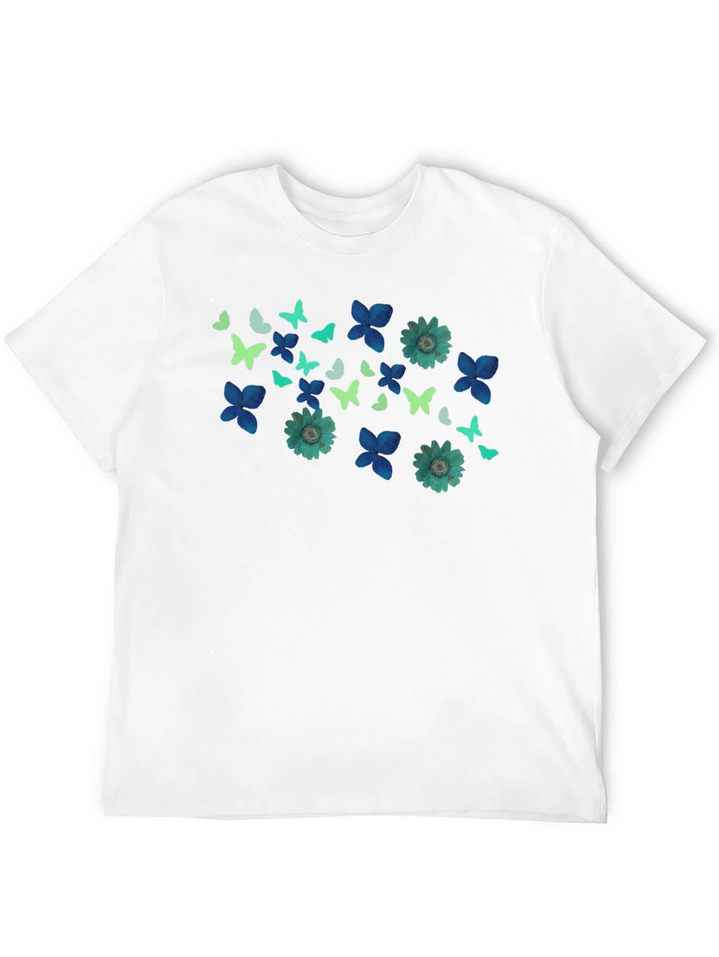 Butterfly & Floral Print Black T-Shirt