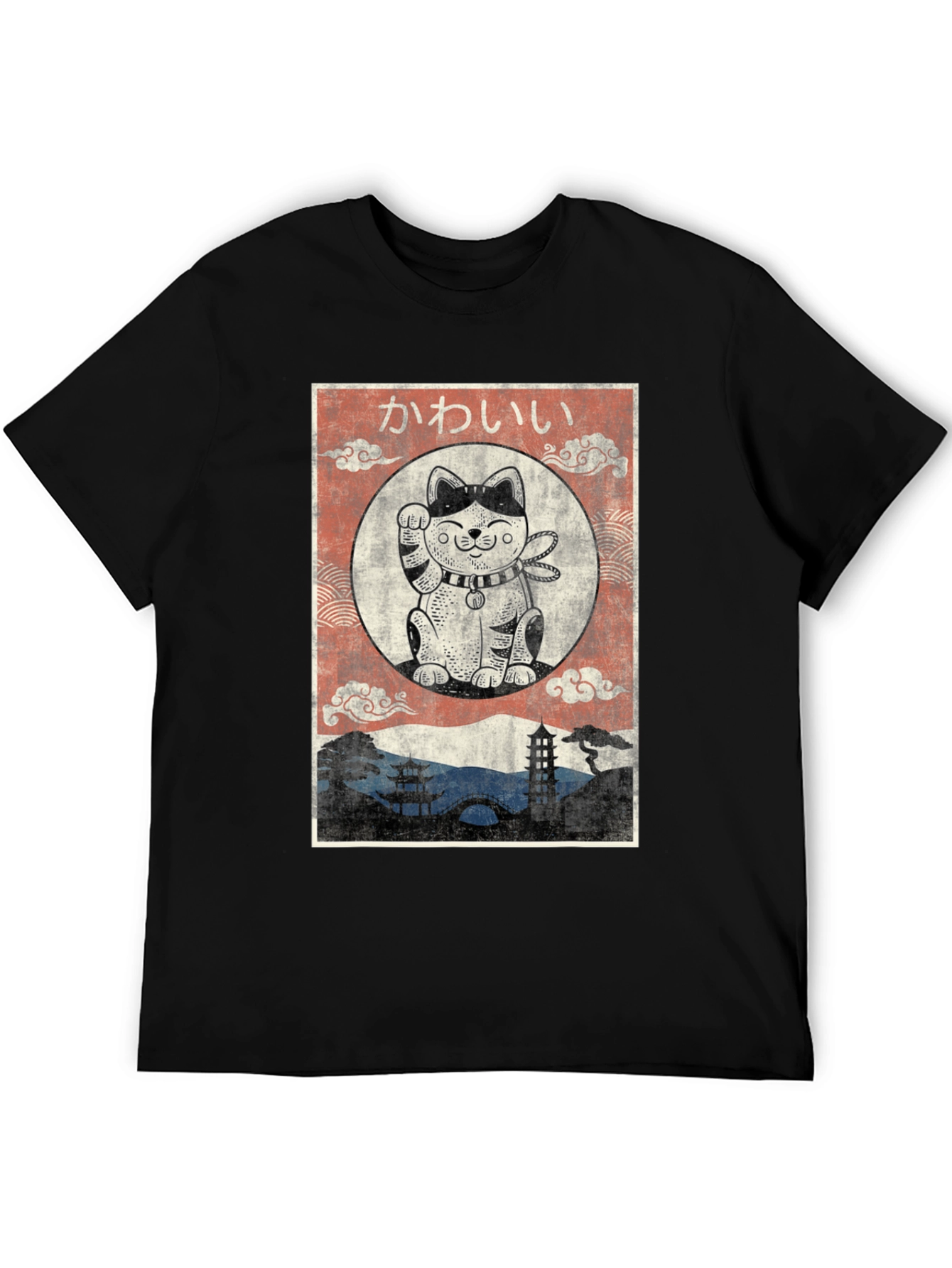 Lucky Cat Graphic Tee - Japanese Kawaii Style