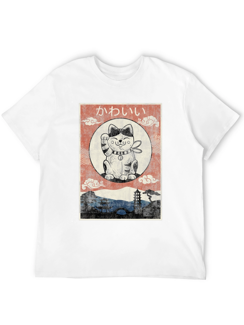 Lucky Cat Graphic Tee - Japanese Kawaii Style