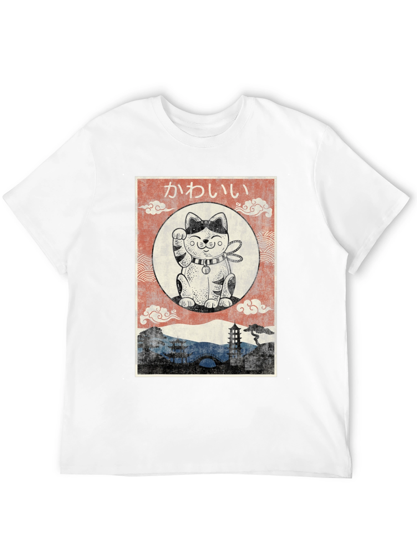Lucky Cat Graphic Tee - Japanese Kawaii Style