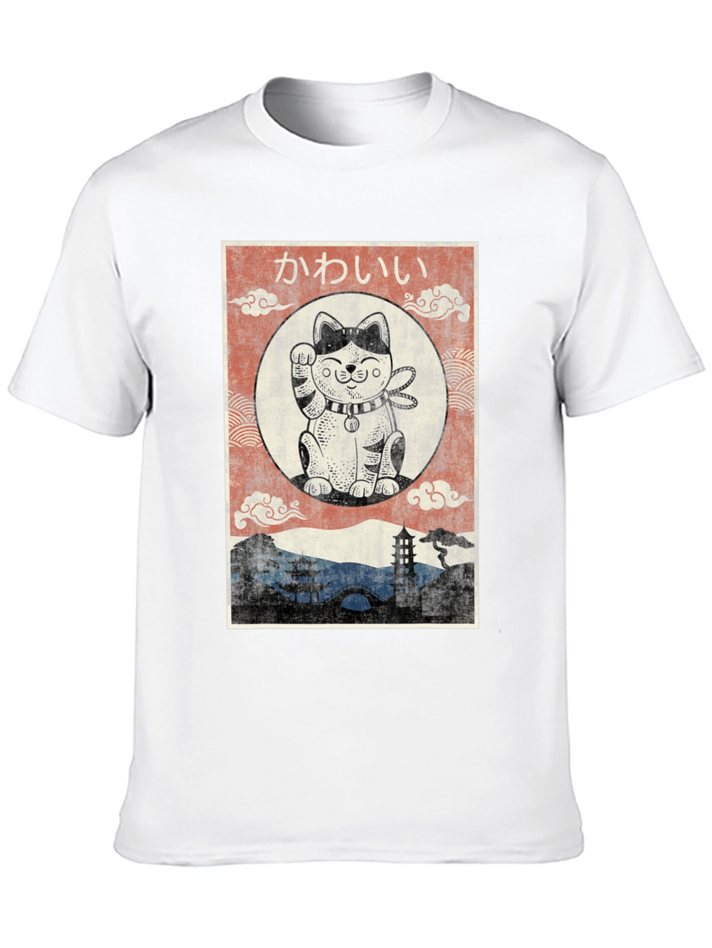Lucky Cat Graphic Tee - Japanese Kawaii Style