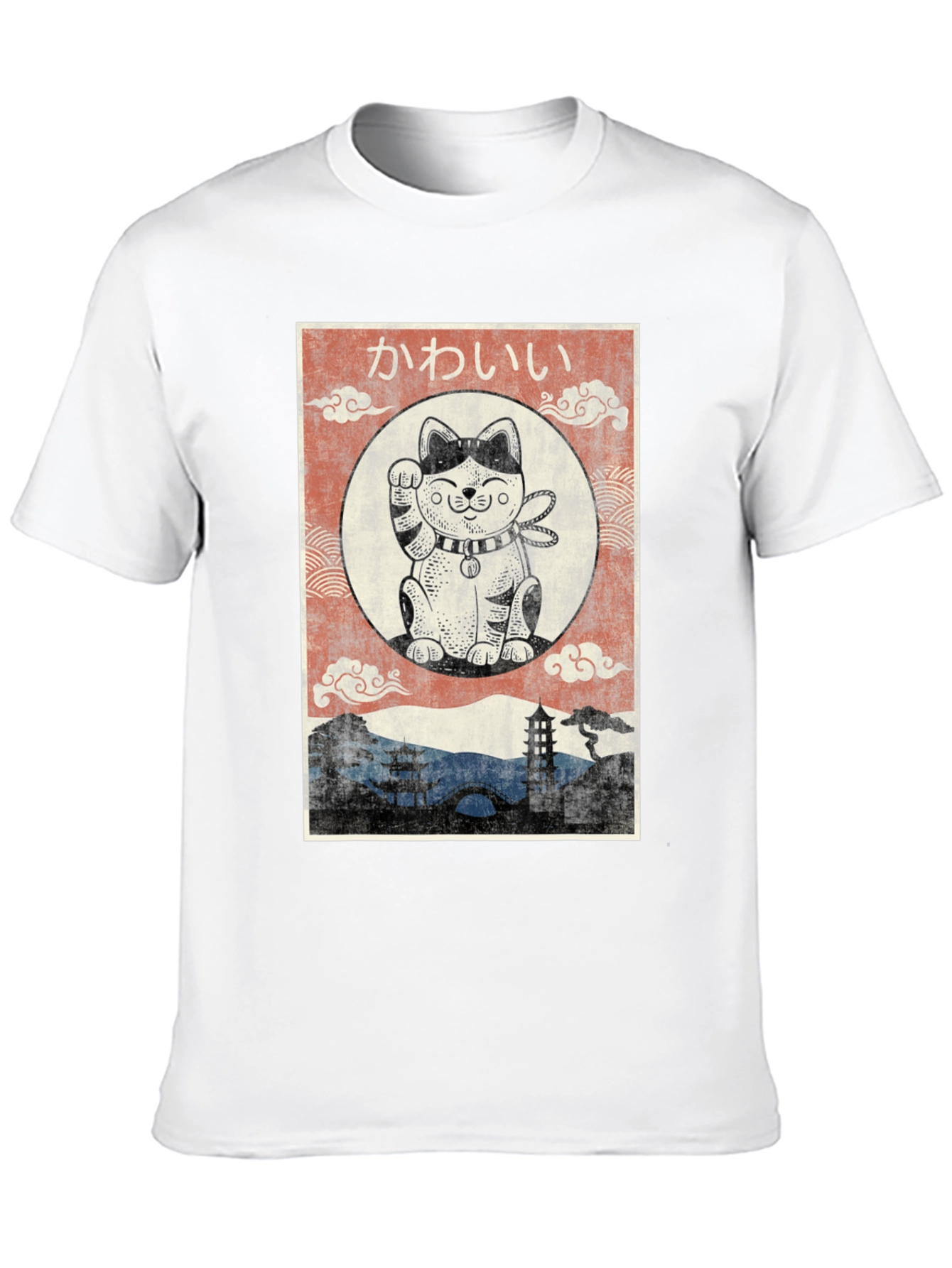 Lucky Cat Graphic Tee - Japanese Kawaii Style