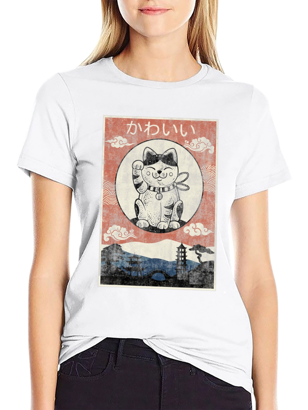 Lucky Cat Graphic Tee - Japanese Kawaii Style