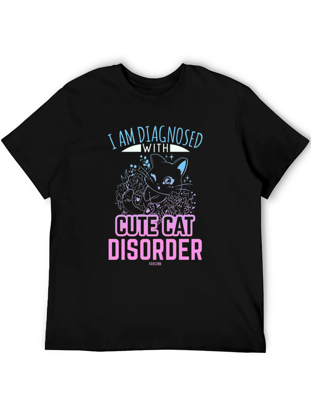 Cute Cat Disorder Black Graphic Tee