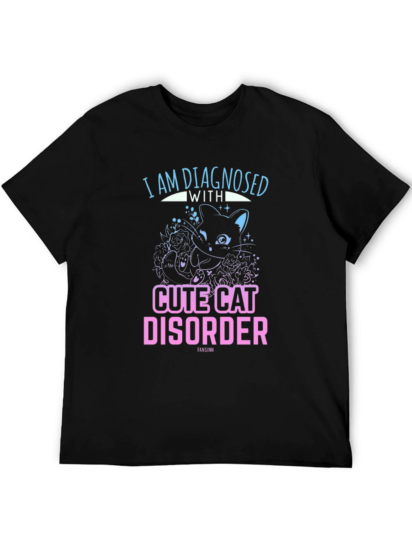 Cute Cat Disorder Black Graphic Tee