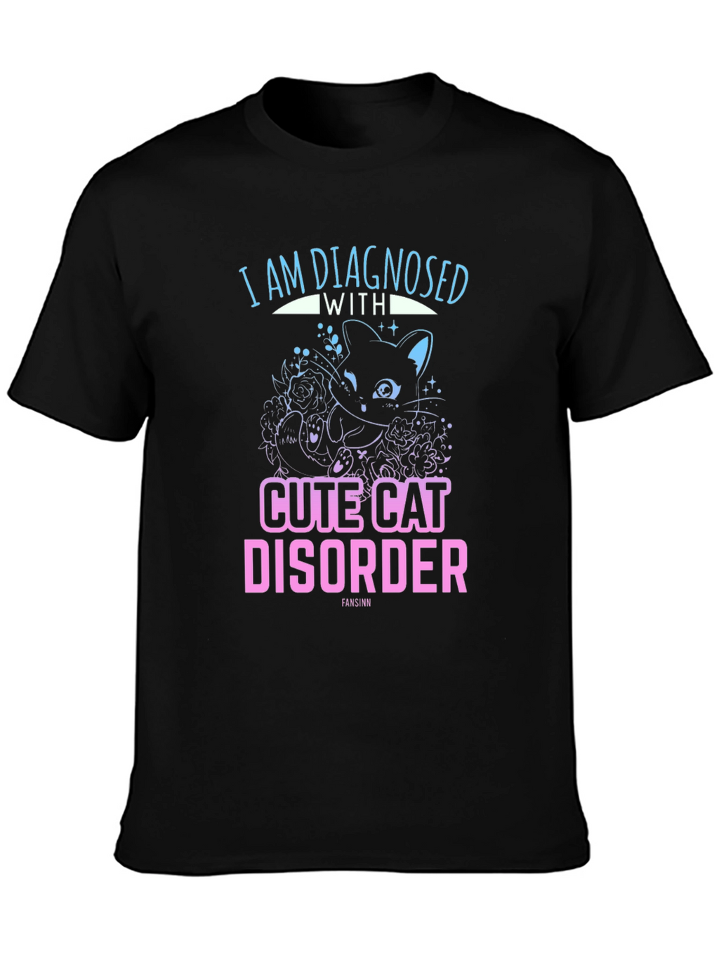 Cute Cat Disorder Black Graphic Tee