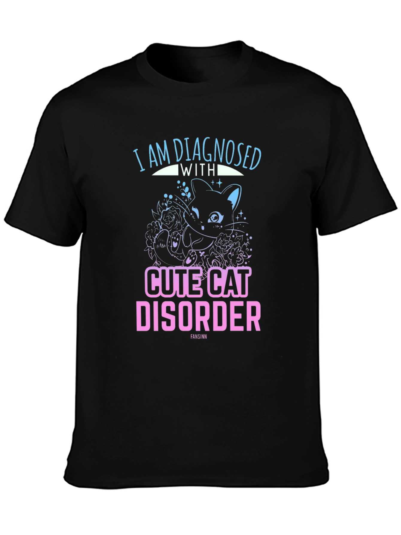 Cute Cat Disorder Black Graphic Tee