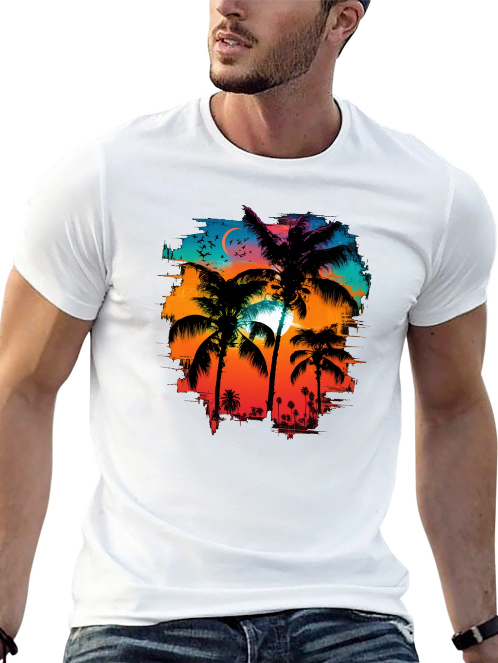 Palm Tree Sunset Graphic Tee