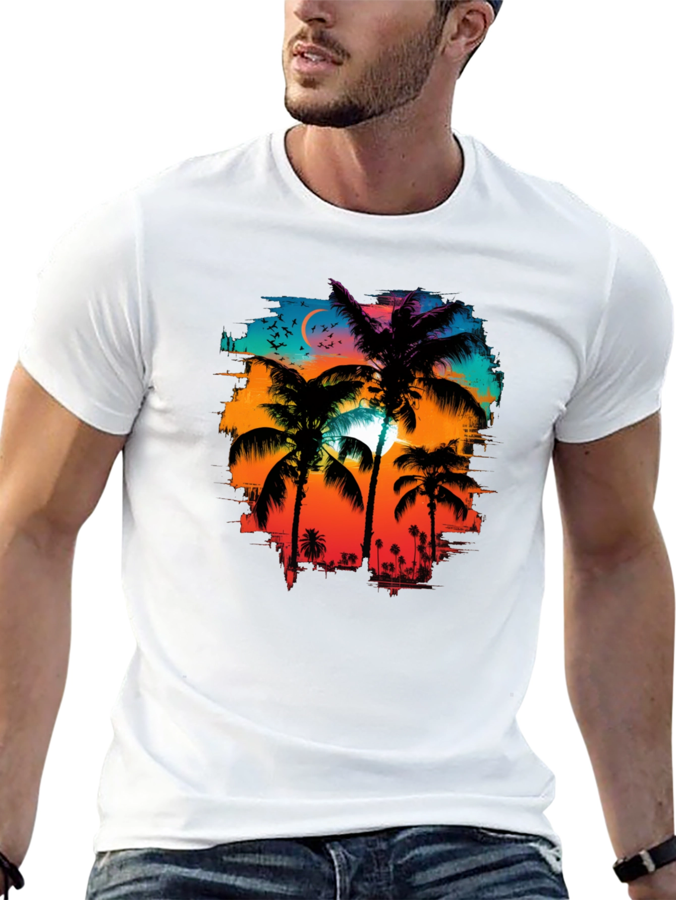Palm Tree Sunset Graphic Tee
