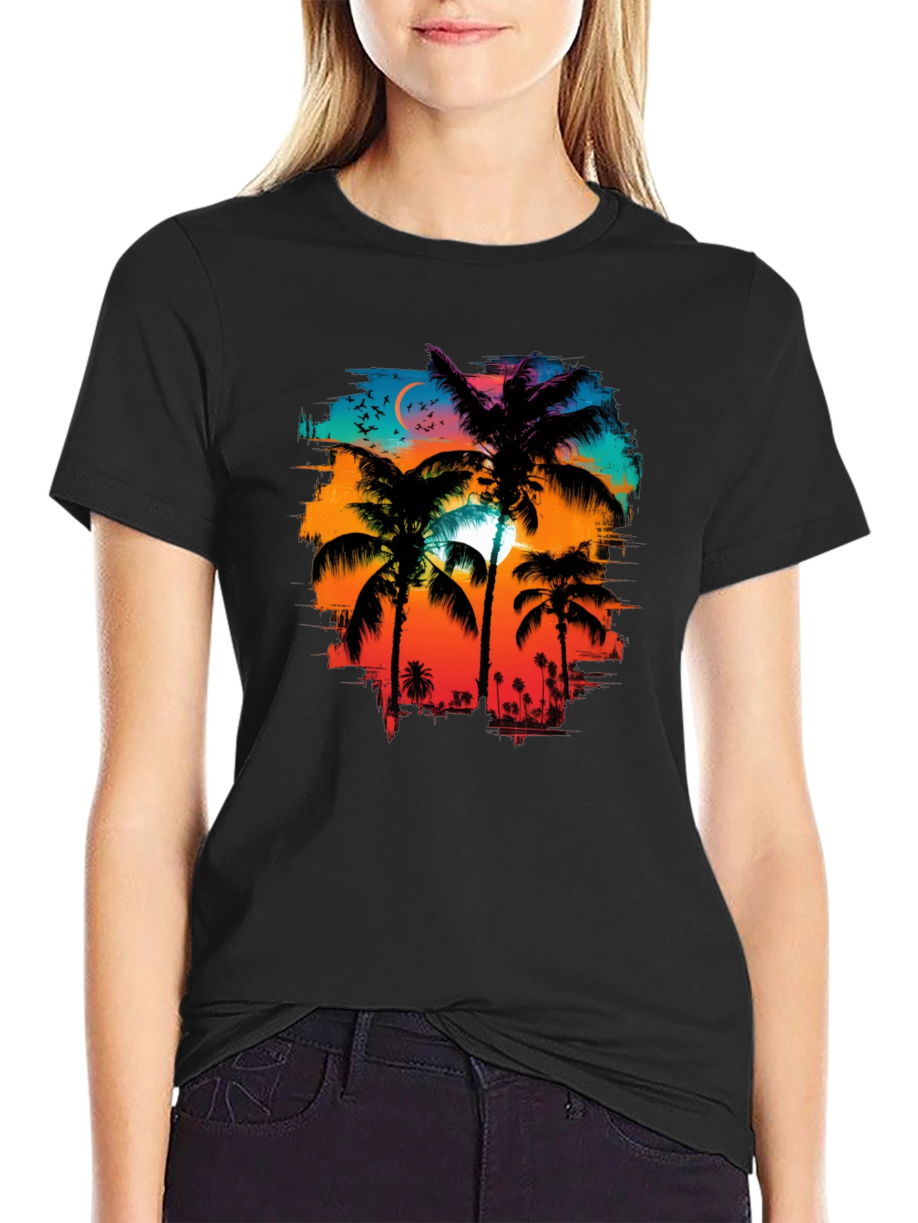 Palm Tree Sunset Graphic Tee