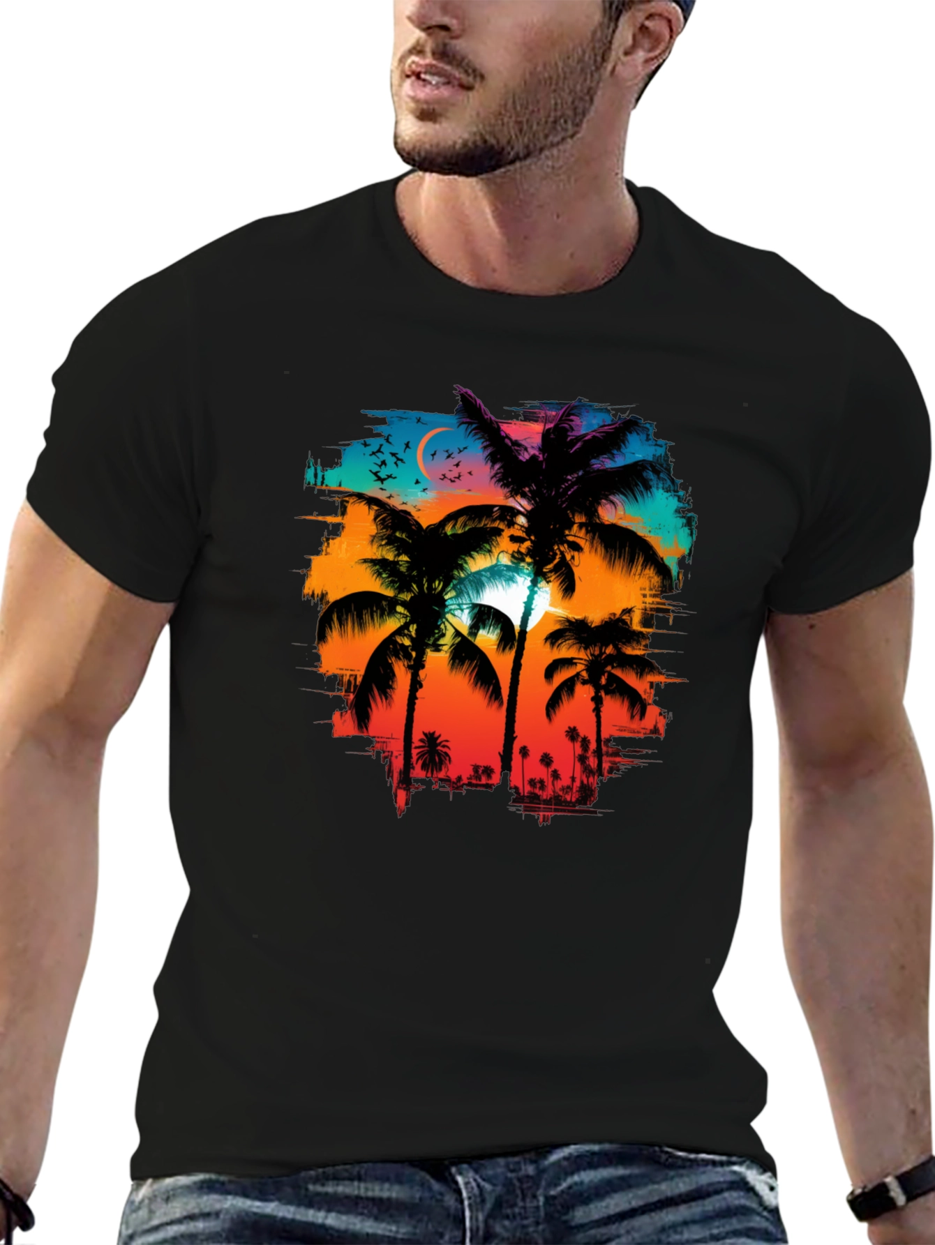 Palm Tree Sunset Graphic Tee